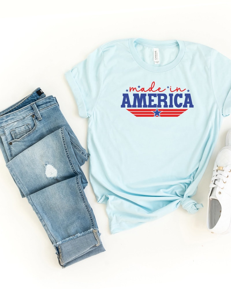 Front of a size 2XL Made In America Stripes in Ice Blue by Simply Sage Market. | dia_product_style_image_id:281350